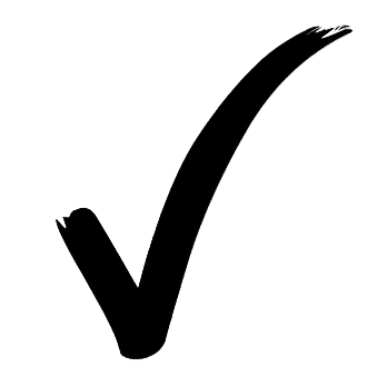 Black check mark on a transparent background